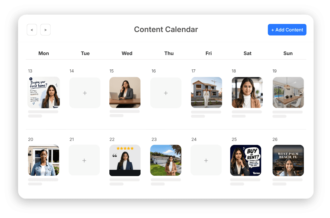 Your content calendar, filled automatically week after week