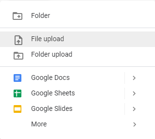 Google drive file upload