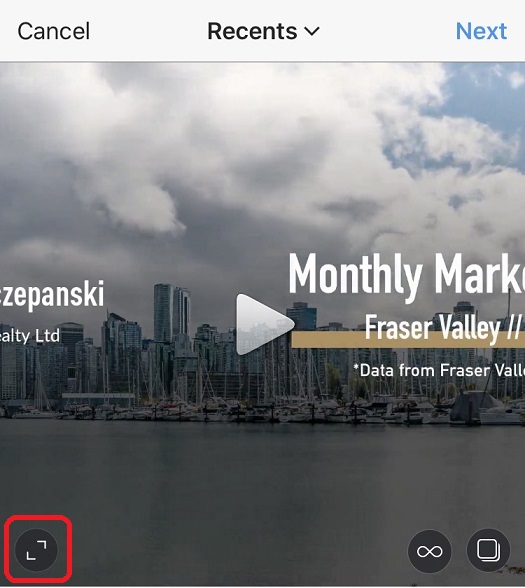 Instagram video zoomed in