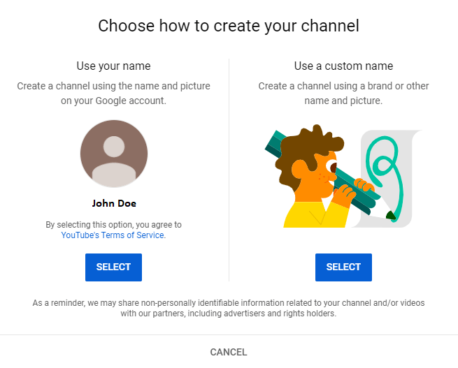 choose how to create your channel