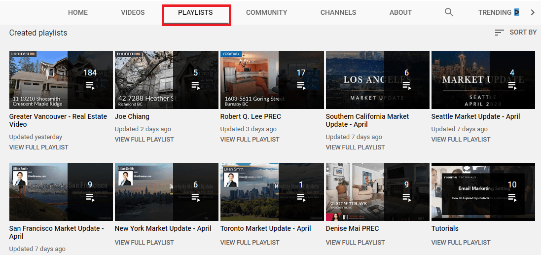 YouTube real estate playlist