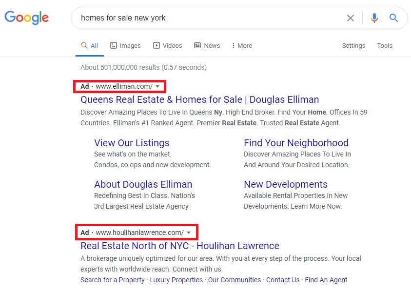 Google Search Ads - home fore sale