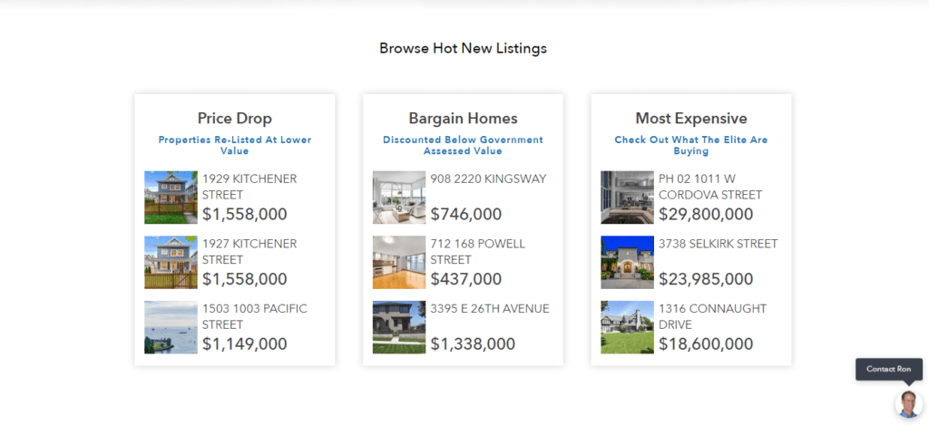 real estate website listings