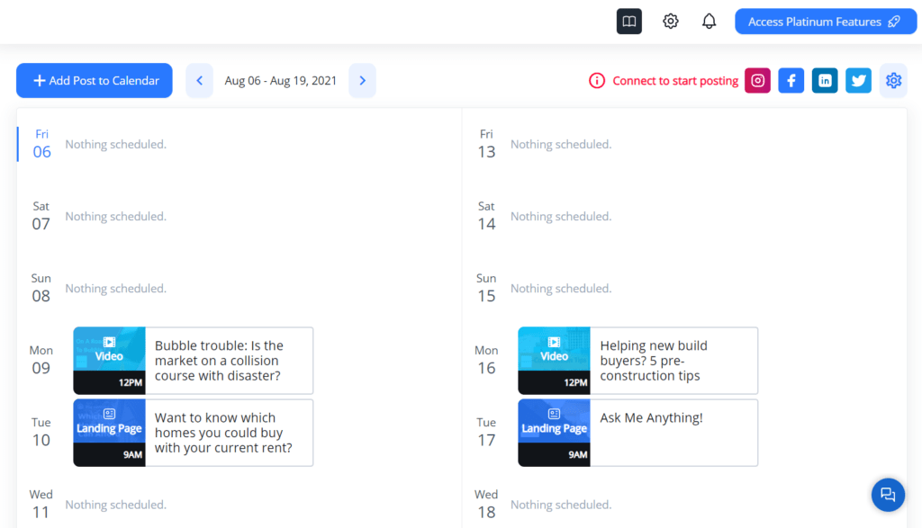 Social Media Content Calendar for Real Estate