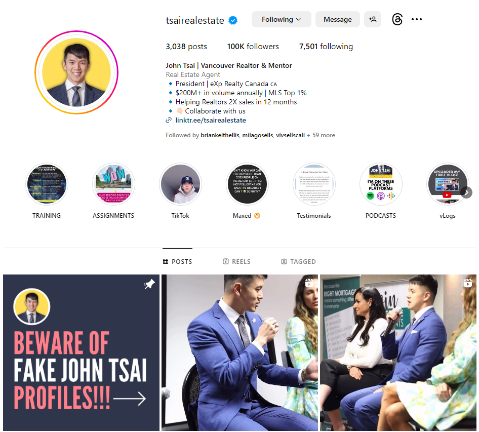 Personal Instagram for Real Estate Business