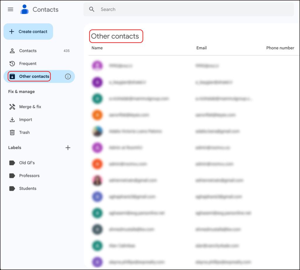 import google contacts to roomvu