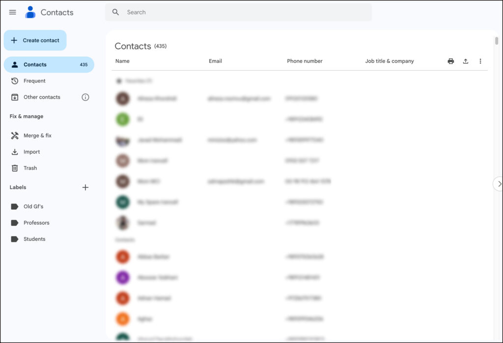import google contacts to roomvu